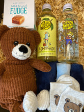 Load image into Gallery viewer, Brown cuddly bear toy and new baby boy gift box