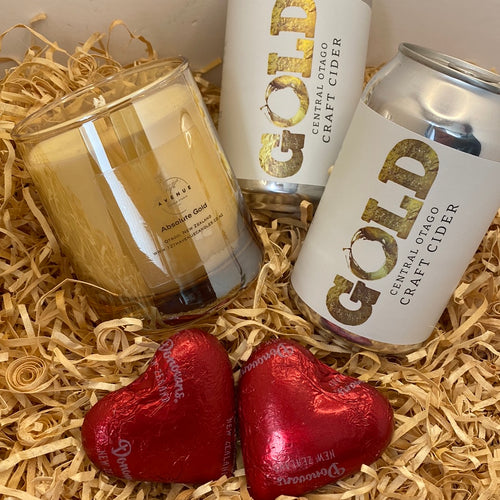cider and scented candle and chocolate hearts