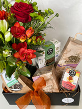 Load image into Gallery viewer, Flowers and gourmet  food and gift hamper
